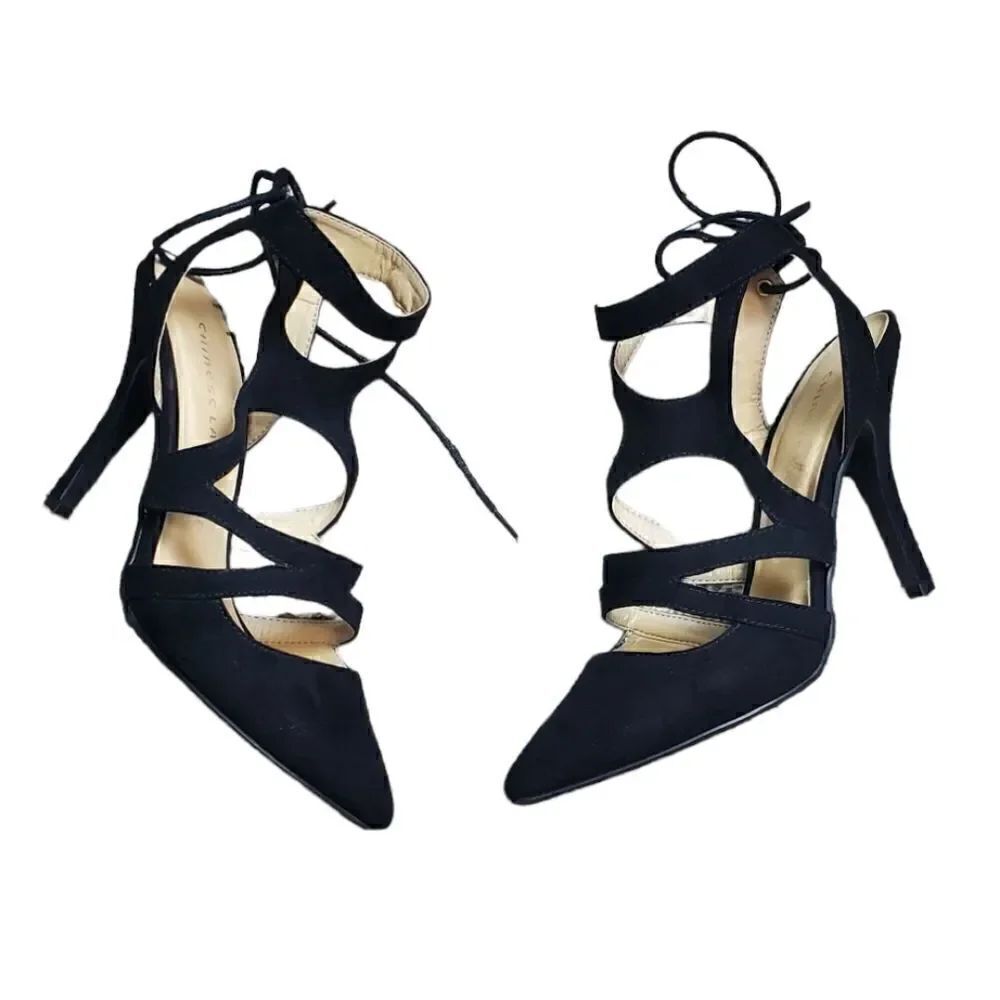 Chinese Laundry Velvet Suede Strappy Mary Jane Heels